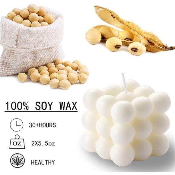 Bubble Candle-Cube Soy Wax Candles,Home Decor Candle,Scented Candle Set 2 Pieces - Picture 2 of 6